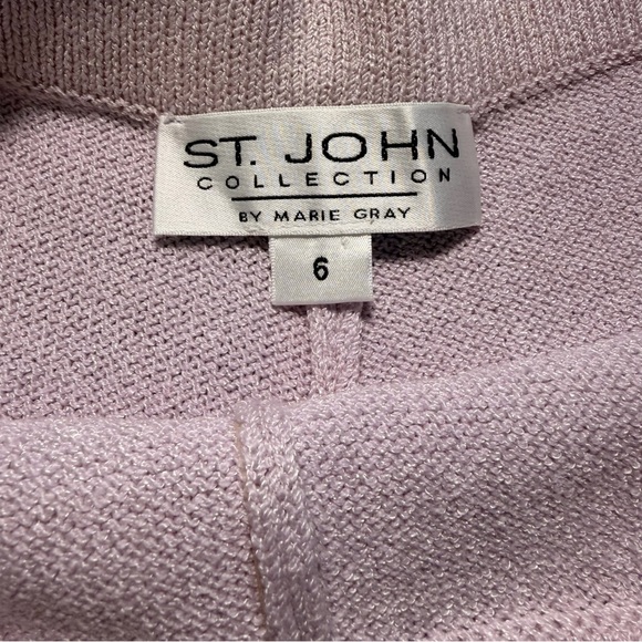 St. John Collection By Marie Wide Leg Knit Pants Pants Size 6 Gray Pink Lavender - Picture 2 of 5